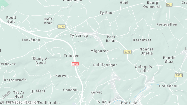 Carte de la zone d'intervention à Pont-de-Buis-lès-Quimerch