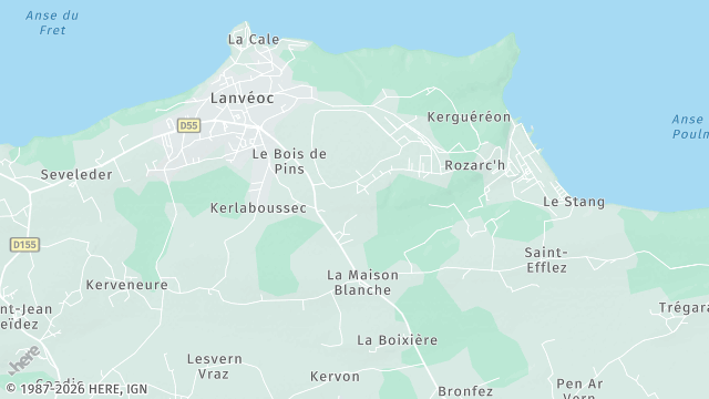 Carte de la zone d'intervention à Lanvéoc