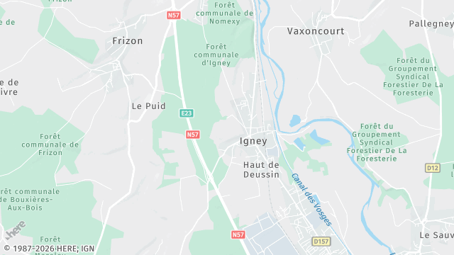 Carte de la zone d'intervention à Igney