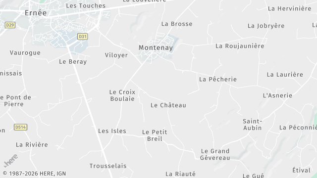 Carte de la zone d'intervention à Montenay