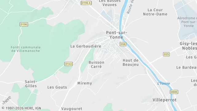 Carte de la zone d'intervention à Pont-sur-Yonne