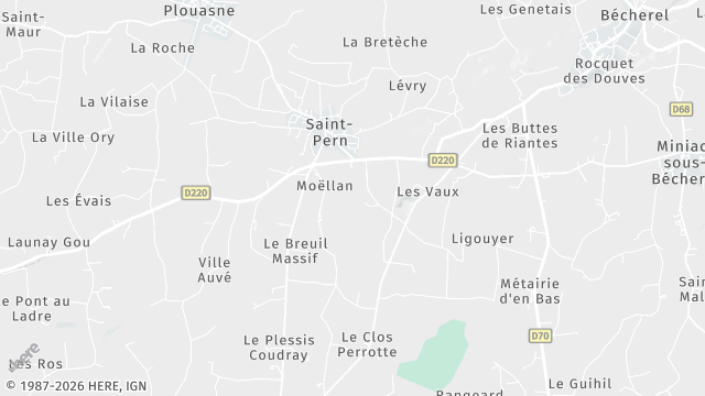 Carte de la zone d'intervention à Saint-Pern