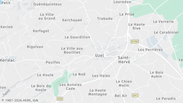 Carte de la zone d'intervention à Uzel