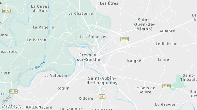 Carte de la zone d'intervention à Fresnay-sur-Sarthe