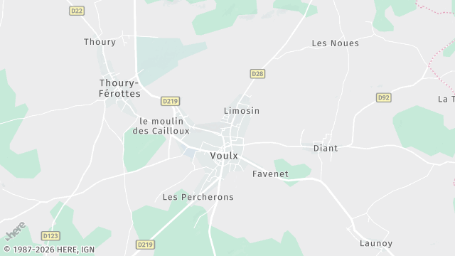 Carte de la zone d'intervention à Voulx