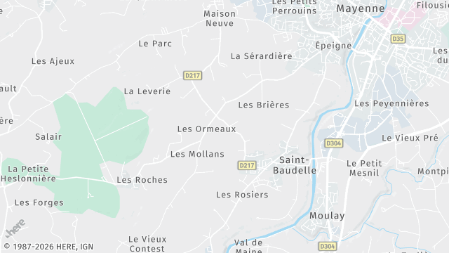 Carte de la zone d'intervention à Saint-Baudelle