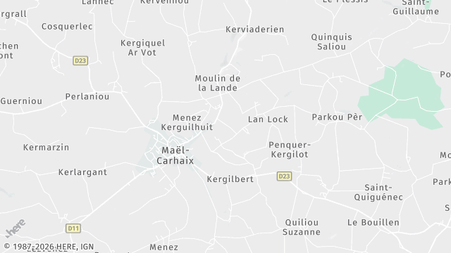 Carte de la zone d'intervention à Maël-Carhaix