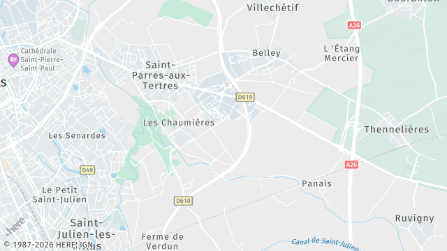 Carte de la zone d'intervention à Saint-Parres-aux-Tertres