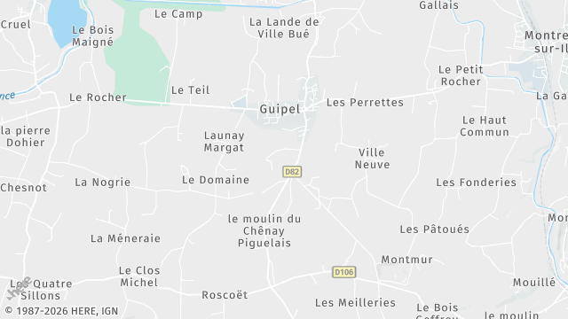 Carte de la zone d'intervention à Guipel