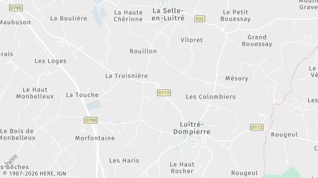 Carte de la zone d'intervention à Luitré-Dompierre