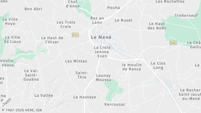Carte de la zone d'intervention à Le Mené