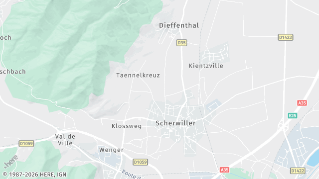 Carte de la zone d'intervention à Scherwiller