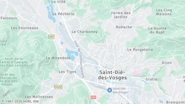 Carte de la zone d'intervention à Saint-Dié-des-Vosges