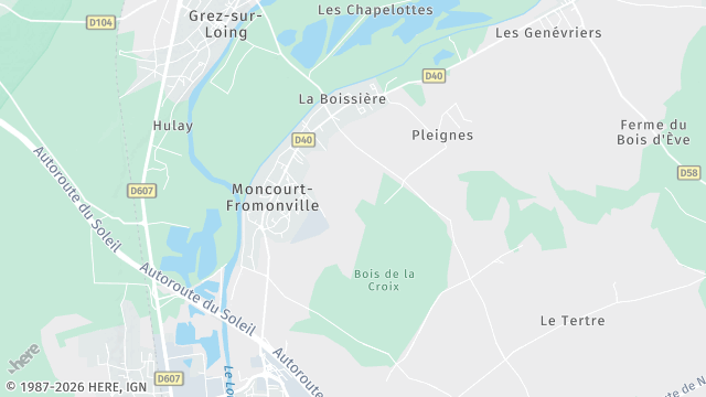 Carte de la zone d'intervention à Montcourt-Fromonville