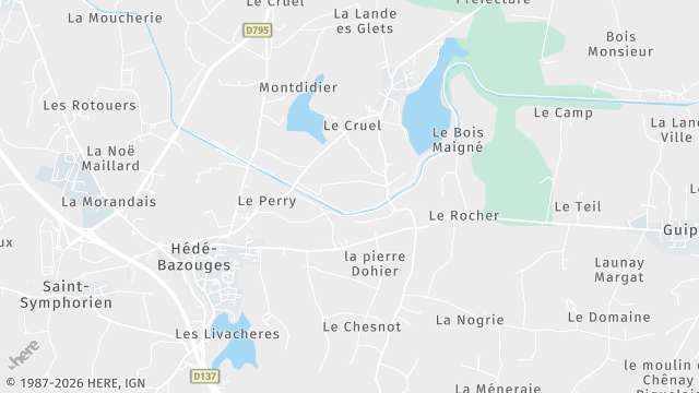 Carte de la zone d'intervention à Hédé-Bazouges