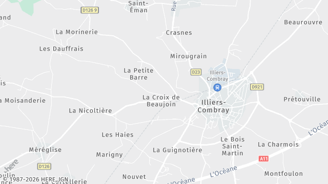 Carte de la zone d'intervention à Illiers-Combray