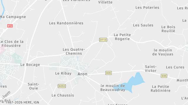 Carte de la zone d'intervention à Aron