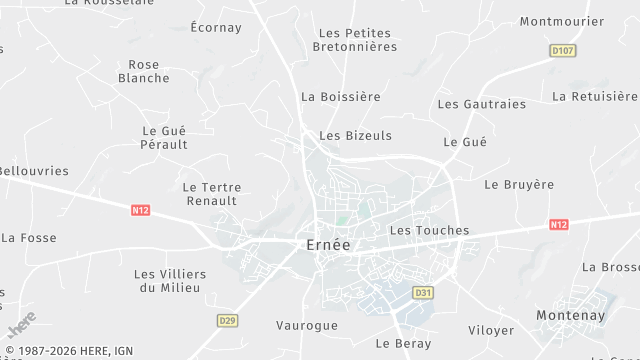Carte de la zone d'intervention à Ernée