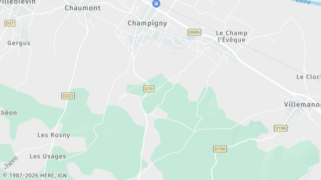 Carte de la zone d'intervention à Champigny