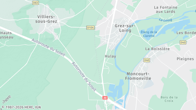 Carte de la zone d'intervention à Grez-sur-Loing