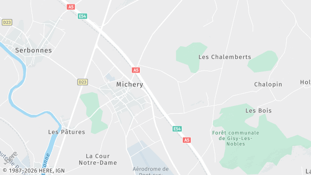 Carte de la zone d'intervention à Michery