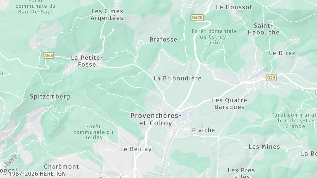 Carte de la zone d'intervention à Provenchères-et-Colroy