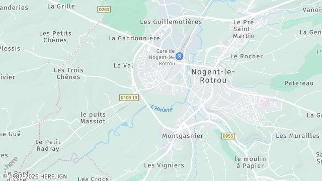 Carte de la zone d'intervention à Nogent-le-Rotrou