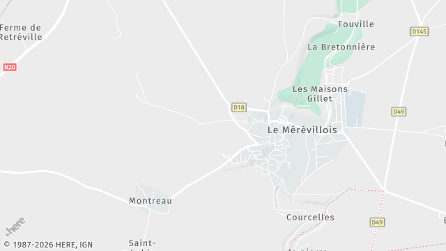 Carte de la zone d'intervention à Le Mérévillois