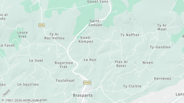 Carte de la zone d'intervention à Brasparts