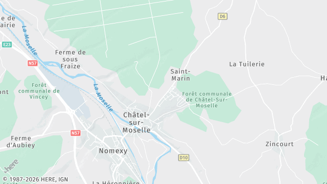 Carte de la zone d'intervention à Châtel-sur-Moselle