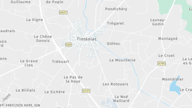 Carte de la zone d'intervention à Tinténiac