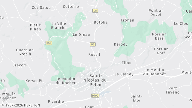 Carte de la zone d'intervention à Saint-Nicolas-du-Pélem