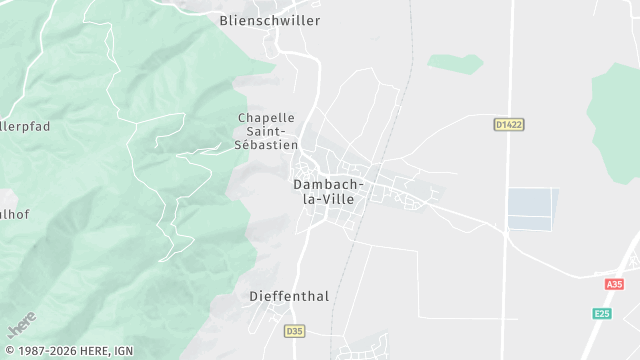 Carte de la zone d'intervention à Dambach-la-Ville