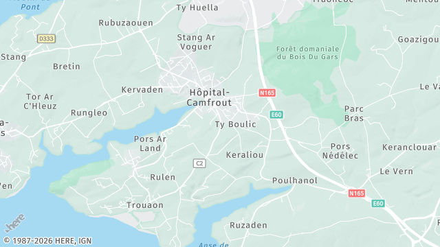 Carte de la zone d'intervention à Hôpital-Camfrout