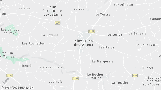 Carte de la zone d'intervention à Saint-Ouen-des-Alleux