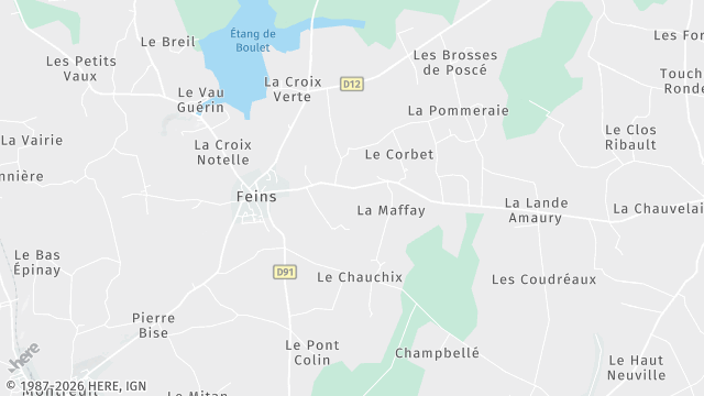 Carte de la zone d'intervention à Feins