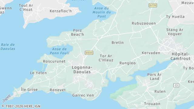 Carte de la zone d'intervention à Logonna-Daoulas