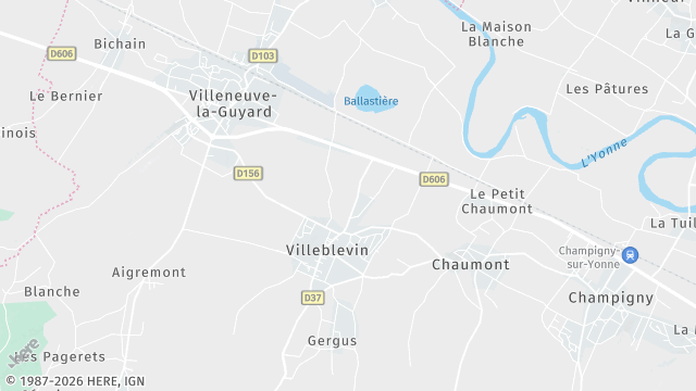 Carte de la zone d'intervention à Villeblevin