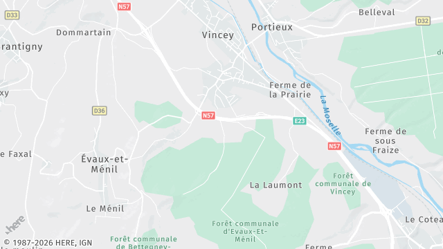 Carte de la zone d'intervention à Vincey