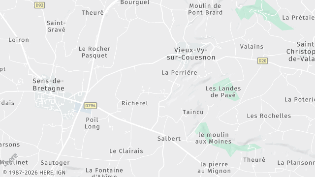 Carte de la zone d'intervention à Vieux-Vy-sur-Couesnon