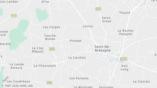 Carte de la zone d'intervention à Sens-de-Bretagne