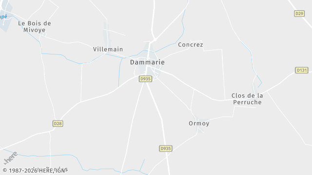 Carte de la zone d'intervention à Dammarie
