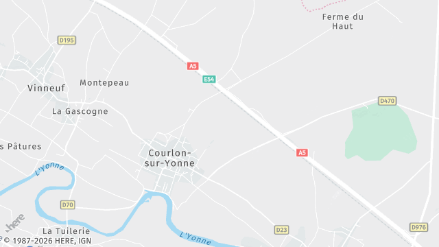 Carte de la zone d'intervention à Courlon-sur-Yonne