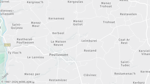 Carte de la zone d'intervention à Poullaouen