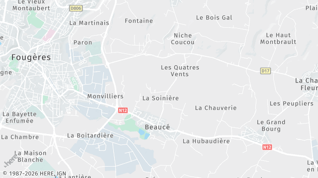 Carte de la zone d'intervention à Beaucé