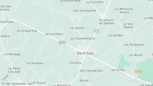 Carte de la zone d'intervention à Berd'huis