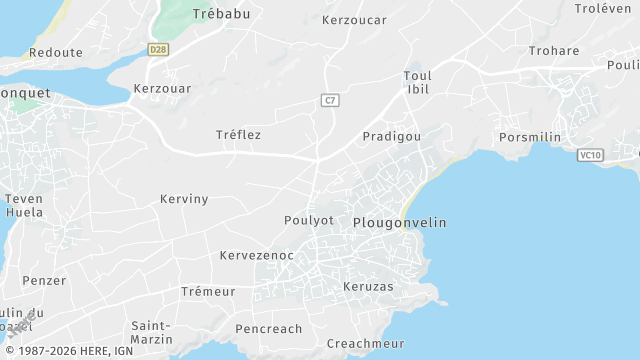 Carte de la zone d'intervention à Plougonvelin