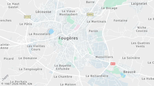 Carte de la zone d'intervention à Fougères