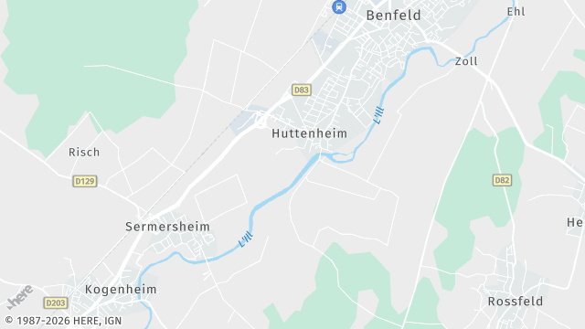 Carte de la zone d'intervention à Huttenheim