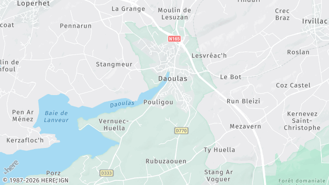 Carte de la zone d'intervention à Daoulas